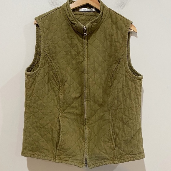CUT LOOSE Green Quilted Vest Pockets Size XL Lagenlook Classic - Picture 8 of 8